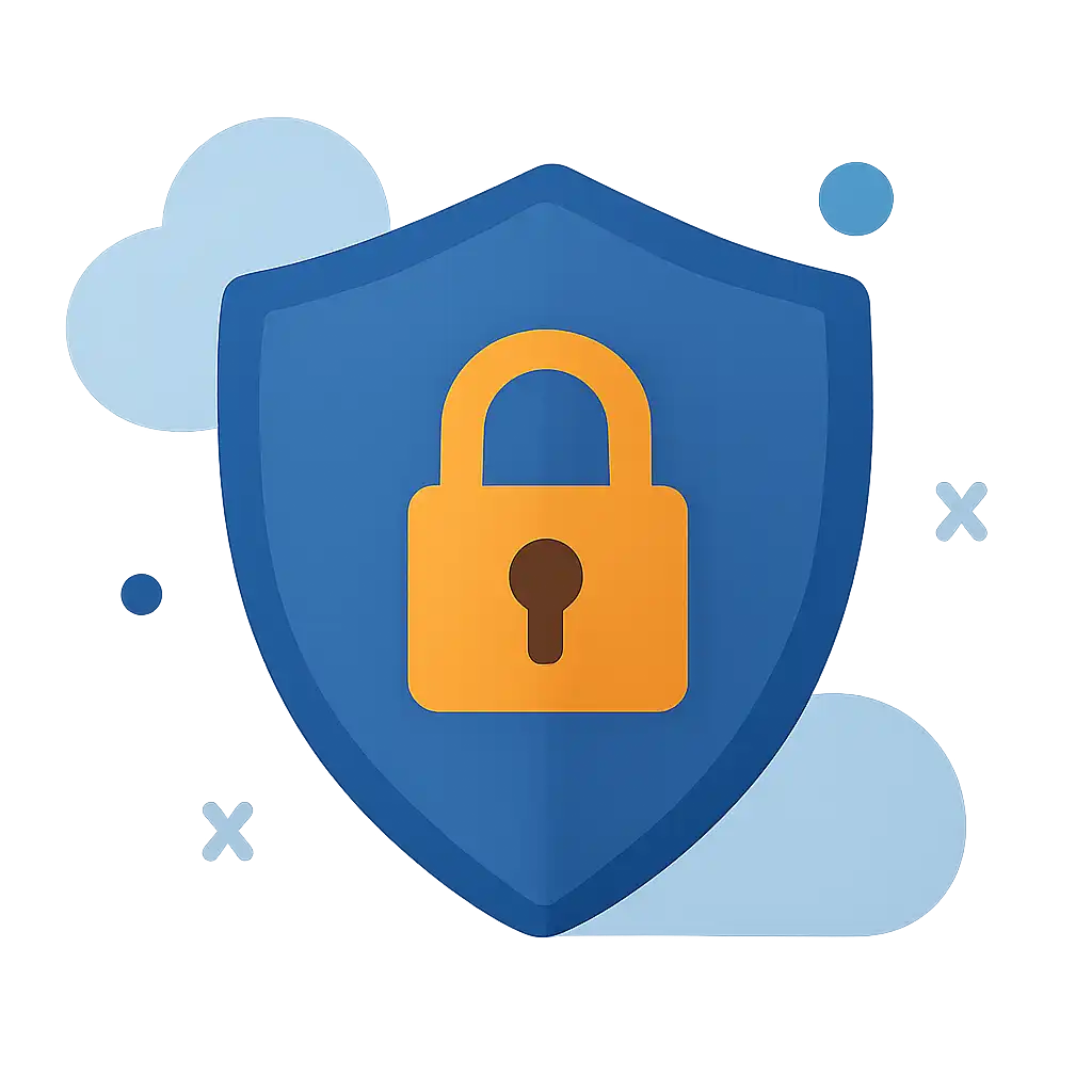 Security shield icon with lock: Big Daddy Game safety visualization